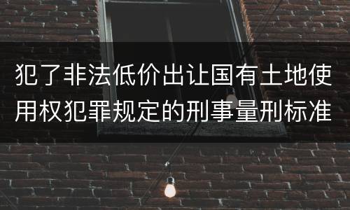 犯了非法低价出让国有土地使用权犯罪规定的刑事量刑标准是什么样的