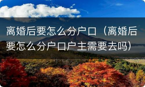 离婚后要怎么分户口（离婚后要怎么分户口户主需要去吗）