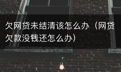 欠网贷未结清该怎么办（网贷欠款没钱还怎么办）
