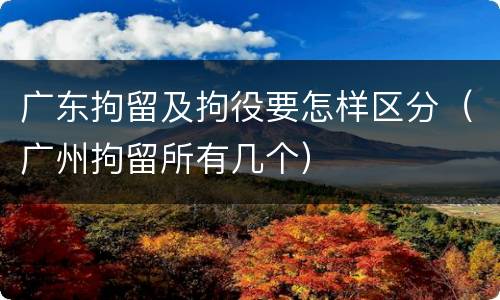 广东拘留及拘役要怎样区分（广州拘留所有几个）