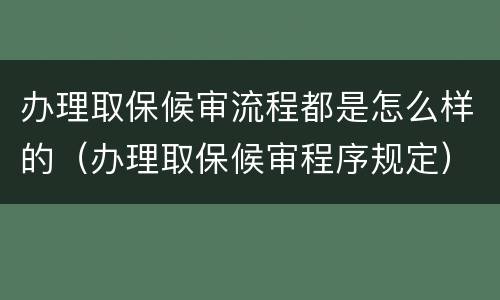 办理取保候审流程都是怎么样的（办理取保候审程序规定）