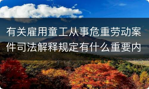 有关雇用童工从事危重劳动案件司法解释规定有什么重要内容