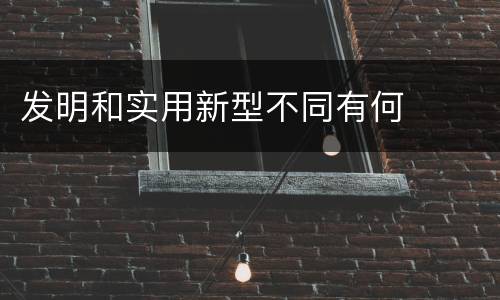 发明和实用新型不同有何