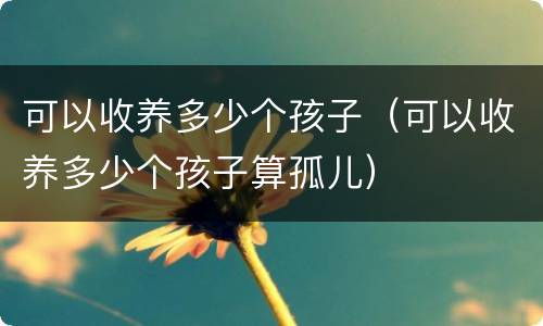 可以收养多少个孩子（可以收养多少个孩子算孤儿）