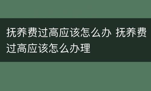 抚养费过高应该怎么办 抚养费过高应该怎么办理