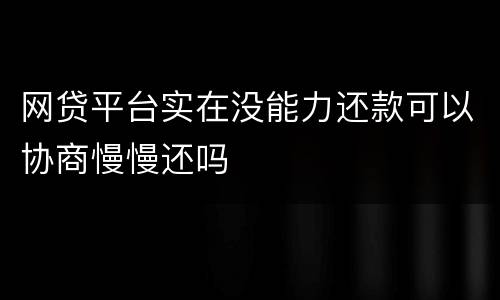 网贷平台实在没能力还款可以协商慢慢还吗