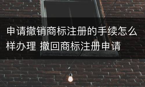 申请撤销商标注册的手续怎么样办理 撤回商标注册申请