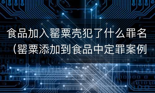 食品加入罂粟壳犯了什么罪名（罂粟添加到食品中定罪案例）