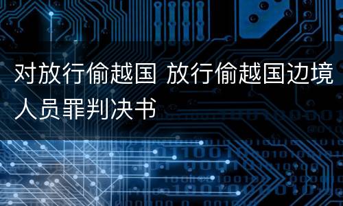 对放行偷越国 放行偷越国边境人员罪判决书