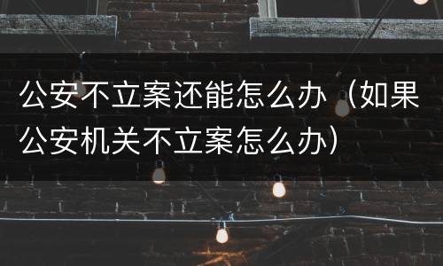 公安不立案还能怎么办（如果公安机关不立案怎么办）