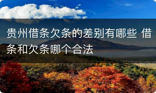 贵州借条欠条的差别有哪些 借条和欠条哪个合法