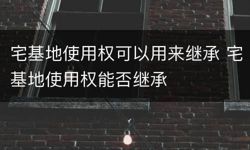 宅基地使用权可以用来继承 宅基地使用权能否继承
