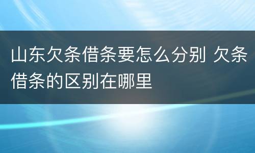 山东欠条借条要怎么分别 欠条借条的区别在哪里