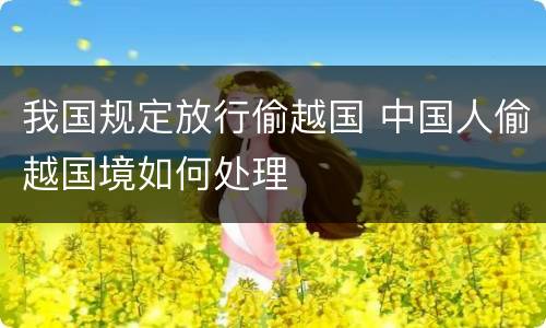 我国规定放行偷越国 中国人偷越国境如何处理