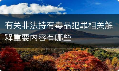 有关非法持有毒品犯罪相关解释重要内容有哪些