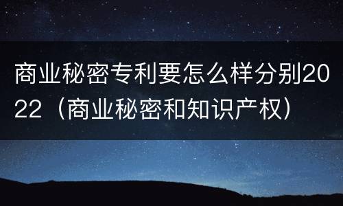 商业秘密专利要怎么样分别2022（商业秘密和知识产权）