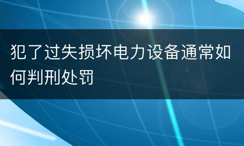犯了过失损坏电力设备通常如何判刑处罚