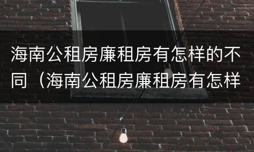 海南公租房廉租房有怎样的不同（海南公租房廉租房有怎样的不同之处）