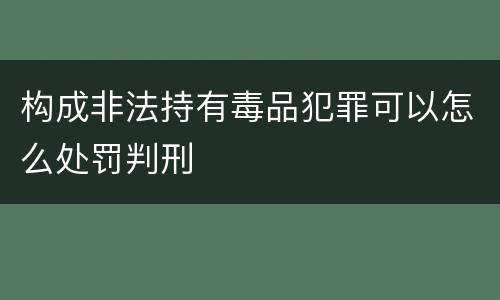 构成非法持有毒品犯罪可以怎么处罚判刑