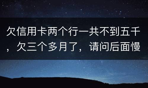 欠信用卡两个行一共不到五千，欠三个多月了，请问后面慢慢还还会起诉吗