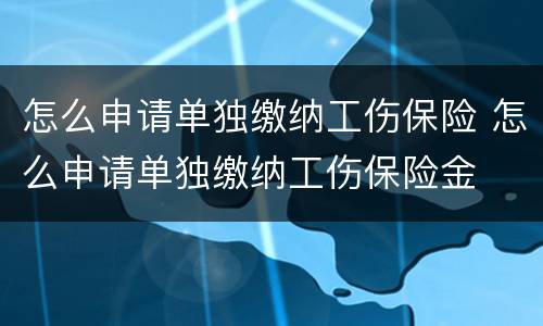 怎么申请单独缴纳工伤保险 怎么申请单独缴纳工伤保险金