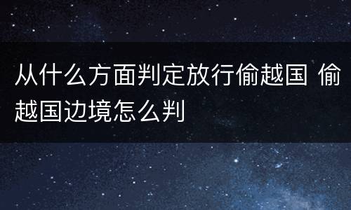 从什么方面判定放行偷越国 偷越国边境怎么判