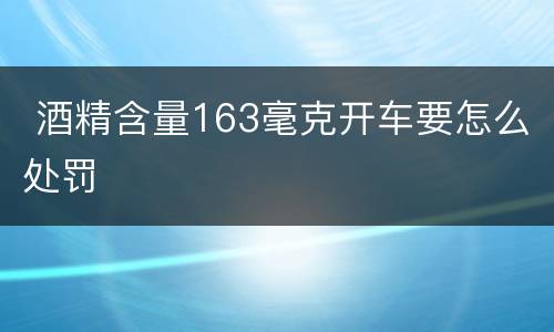  酒精含量163毫克开车要怎么处罚