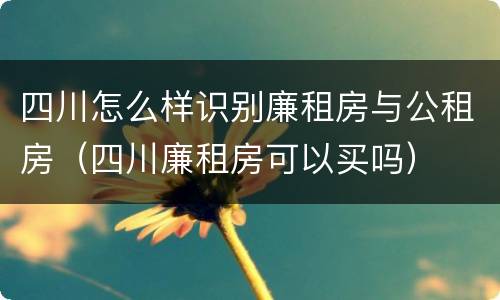 四川怎么样识别廉租房与公租房（四川廉租房可以买吗）