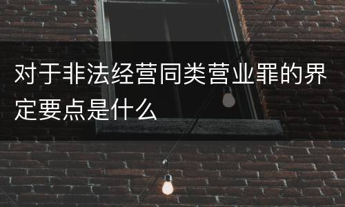 对于非法经营同类营业罪的界定要点是什么