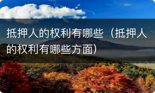 抵押人的权利有哪些（抵押人的权利有哪些方面）