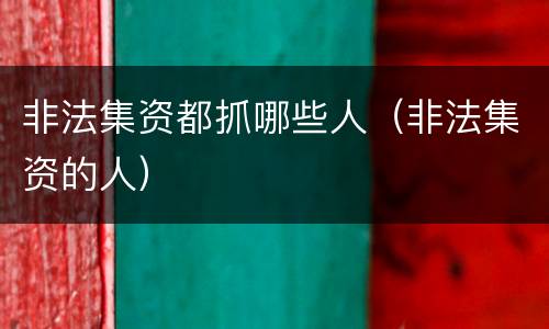 非法集资都抓哪些人（非法集资的人）