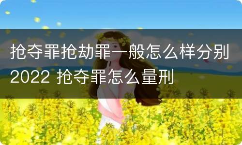 抢夺罪抢劫罪一般怎么样分别2022 抢夺罪怎么量刑