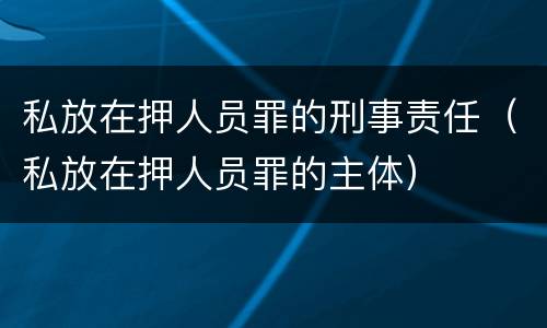 私放在押人员罪的刑事责任（私放在押人员罪的主体）