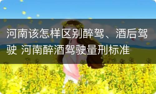 河南该怎样区别醉驾、酒后驾驶 河南醉酒驾驶量刑标准