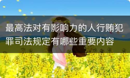 最高法对有影响力的人行贿犯罪司法规定有哪些重要内容