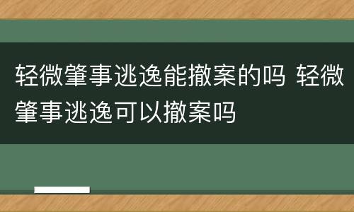 轻微肇事逃逸能撤案的吗 轻微肇事逃逸可以撤案吗