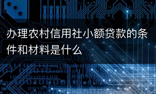 办理农村信用社小额贷款的条件和材料是什么