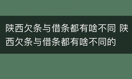 陕西欠条与借条都有啥不同 陕西欠条与借条都有啥不同的