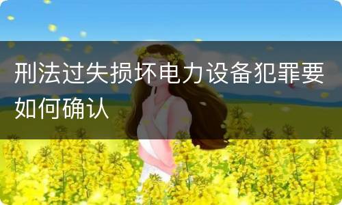 刑法过失损坏电力设备犯罪要如何确认