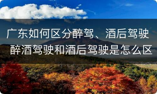 广东如何区分醉驾、酒后驾驶 醉酒驾驶和酒后驾驶是怎么区分的