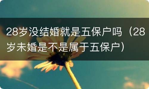 28岁没结婚就是五保户吗（28岁未婚是不是属于五保户）