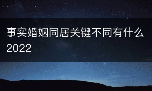 事实婚姻同居关键不同有什么2022