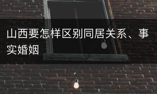 山西要怎样区别同居关系、事实婚姻