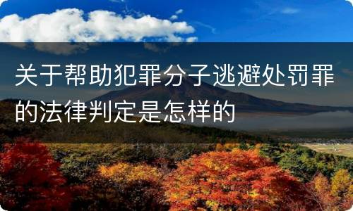 关于帮助犯罪分子逃避处罚罪的法律判定是怎样的