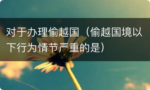 对于办理偷越国（偷越国境以下行为情节严重的是）