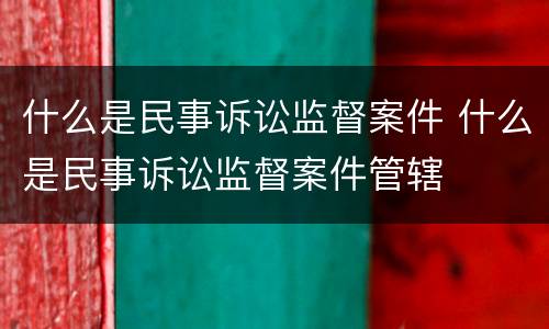 什么是民事诉讼监督案件 什么是民事诉讼监督案件管辖