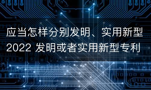 应当怎样分别发明、实用新型2022 发明或者实用新型专利