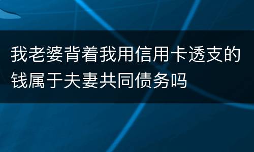 我老婆背着我用信用卡透支的钱属于夫妻共同债务吗