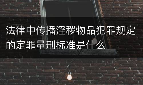 法律中传播淫秽物品犯罪规定的定罪量刑标准是什么