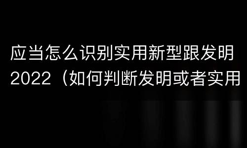 应当怎么识别实用新型跟发明2022（如何判断发明或者实用新型的新颖性）